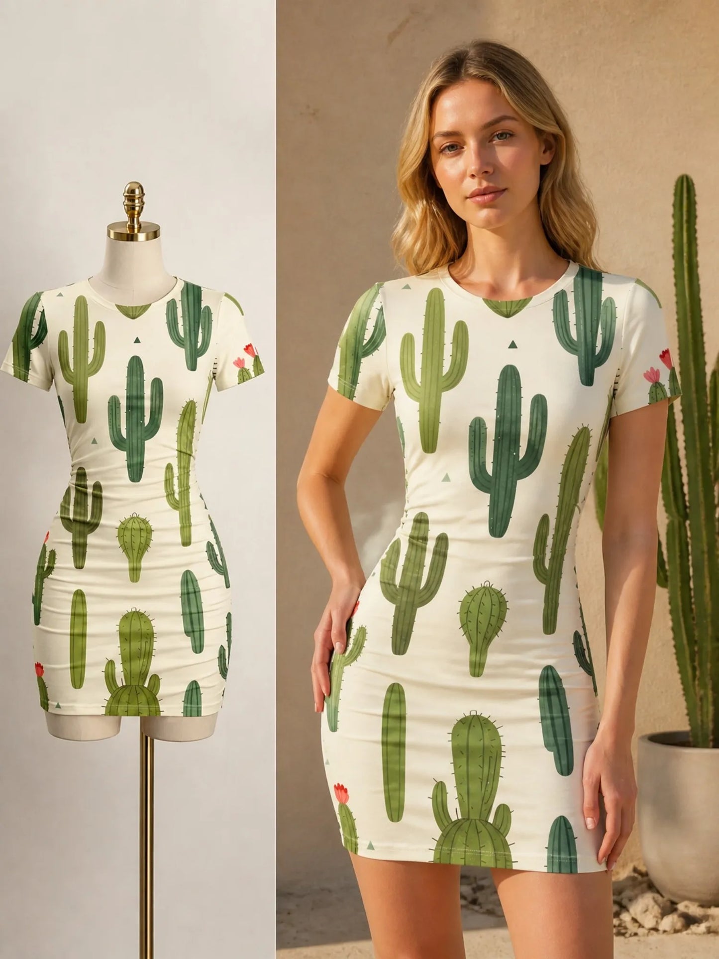 Womens Short Sleeve Bodycon Mini Dress Slim Fit Crew Neck Floral Print Casual Summer Party Cute Modern Fashion Vacation Sundress