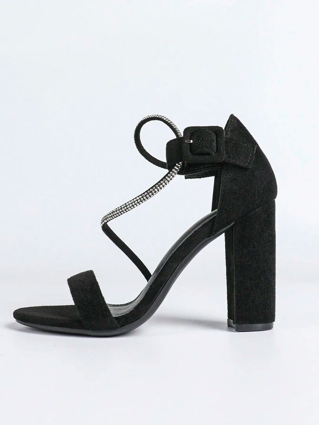 Women's Fashionable Rhinestone Embellished Chunky Heel Roman Style Party Sandals