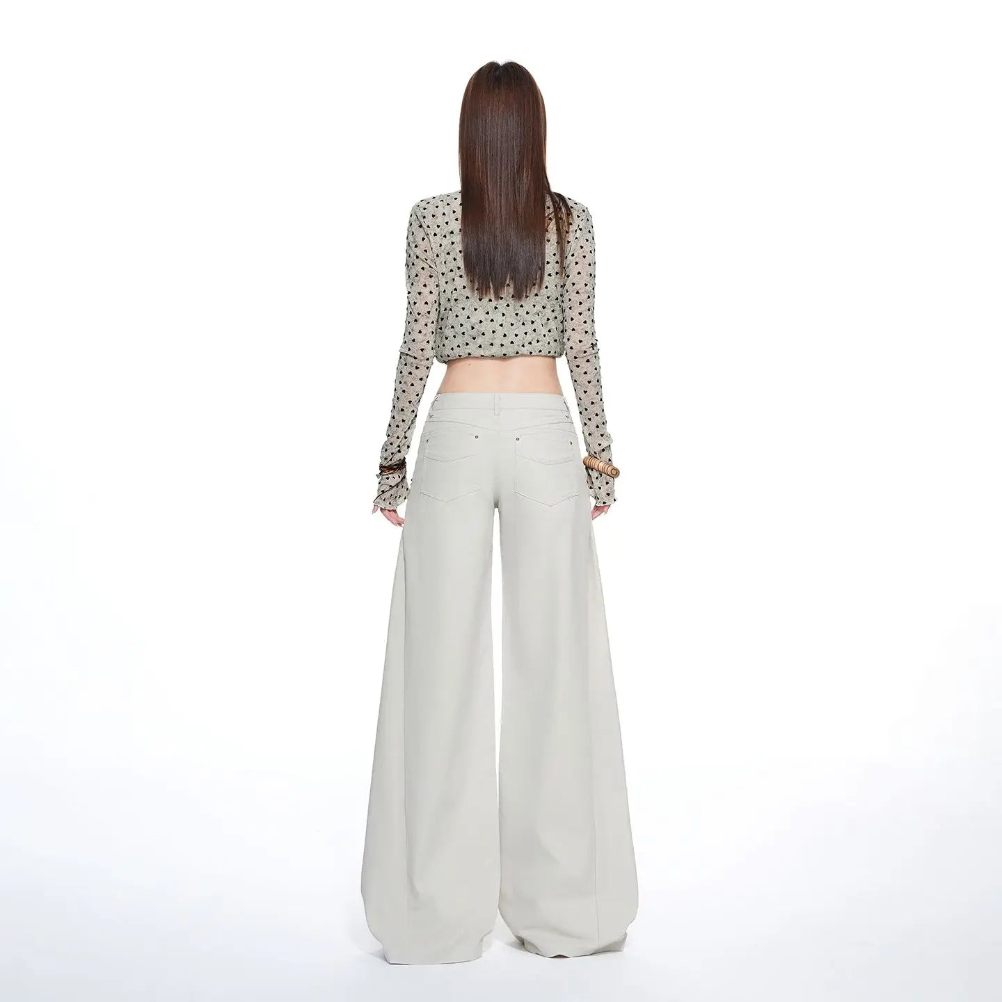 New Spring, Summer, Autumn, and Winter Styles Vintage Low-Waist Studded Simple Loose Wide-Leg Casual Pants for Women Trendy
