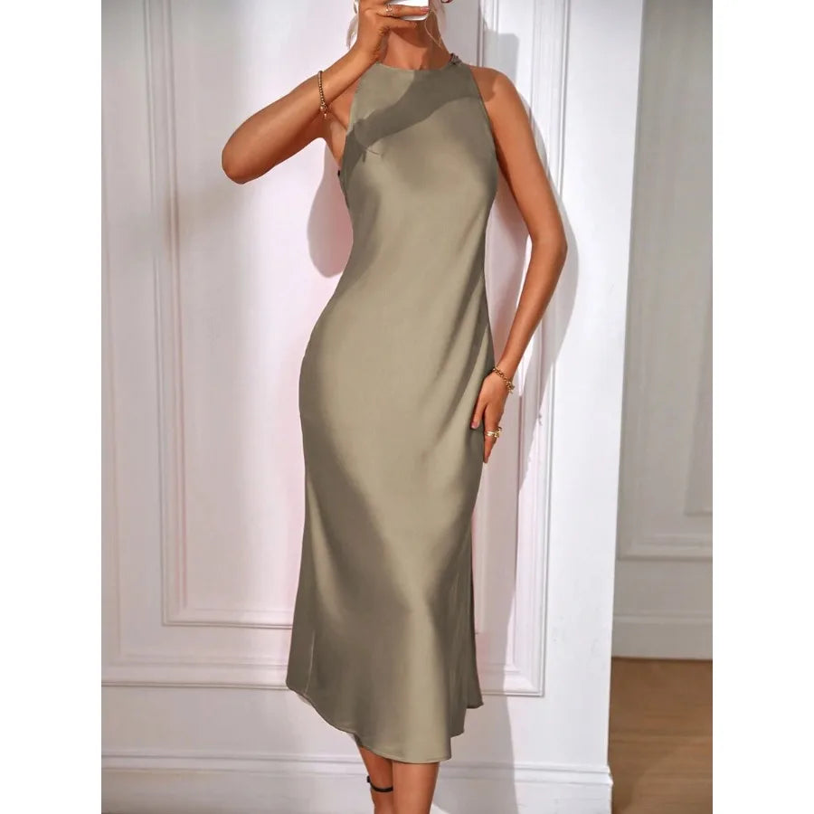 【New style】Women's Solid Color Sleeveless Long Elegant Dress, Summer Maxi Women Outfit