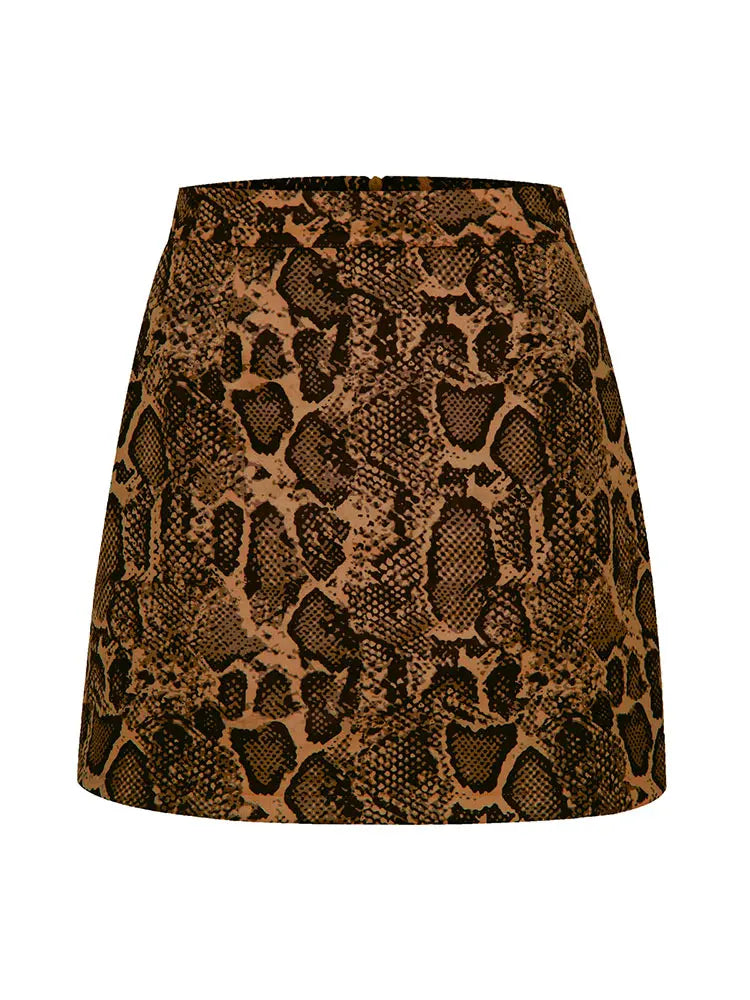 MiuKoMiYa A Line Suede Mini Skirts For Women 2024 Spring Split Leopard Short Skirt Bodycon High Waist Mini Women's Skirts Suede