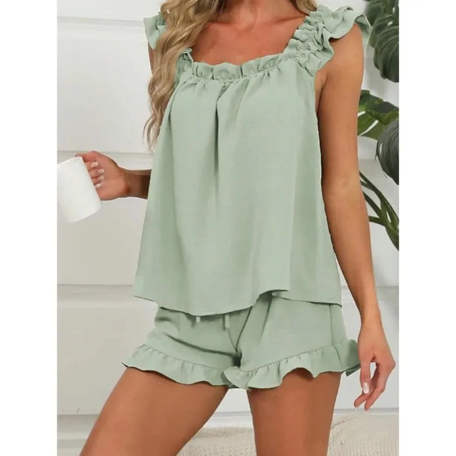 Contrast Piping Satin Nightwear Pajama Set