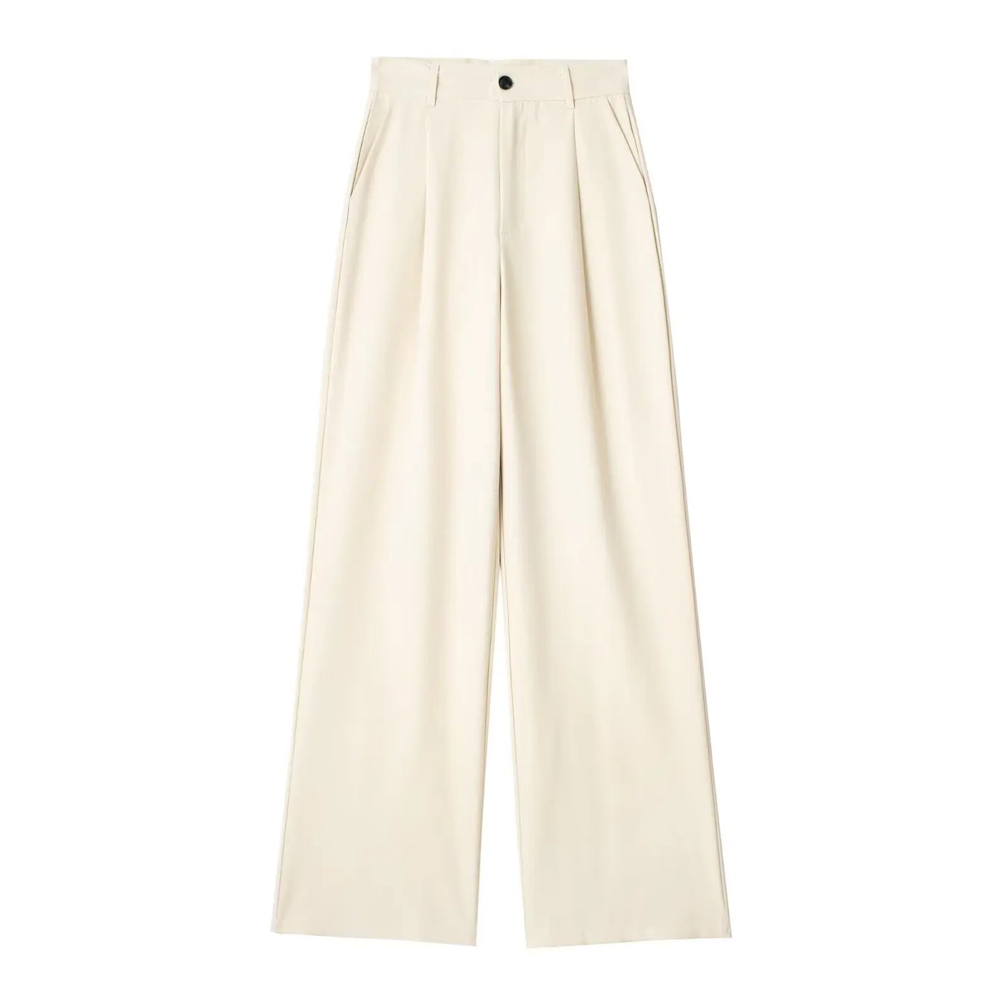Willshela Women Fashion Solid Pleated Front Zipper Wide Leg Pants Vintage High Waist Full Length Female Chic Lady Trousers