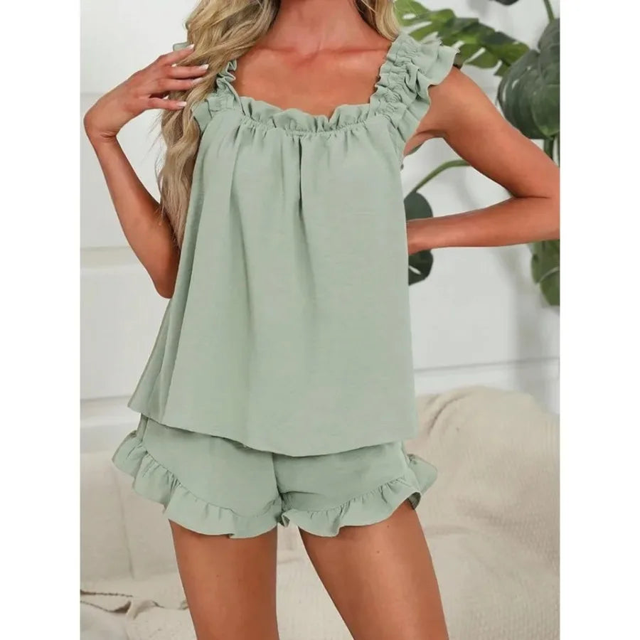 Contrast Piping Satin Nightwear Pajama Set