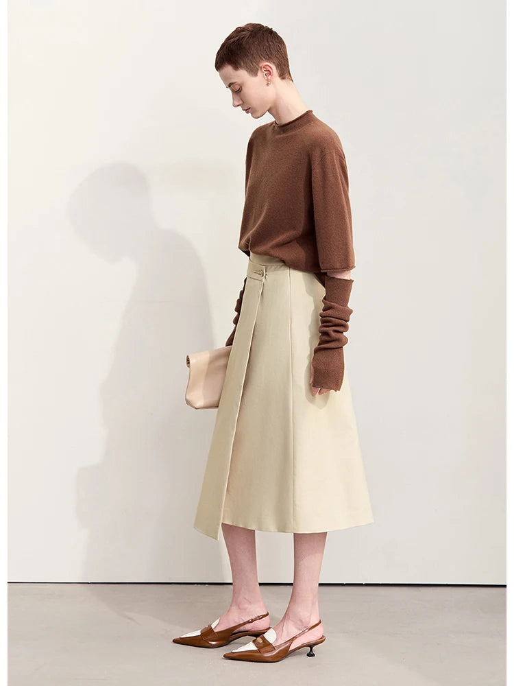 Amii Minimalism 2024 Autumn New Women's Skirts Rose Aroma Metal Decoration Matching Piece A-line Long Skirt For Women 12423020
