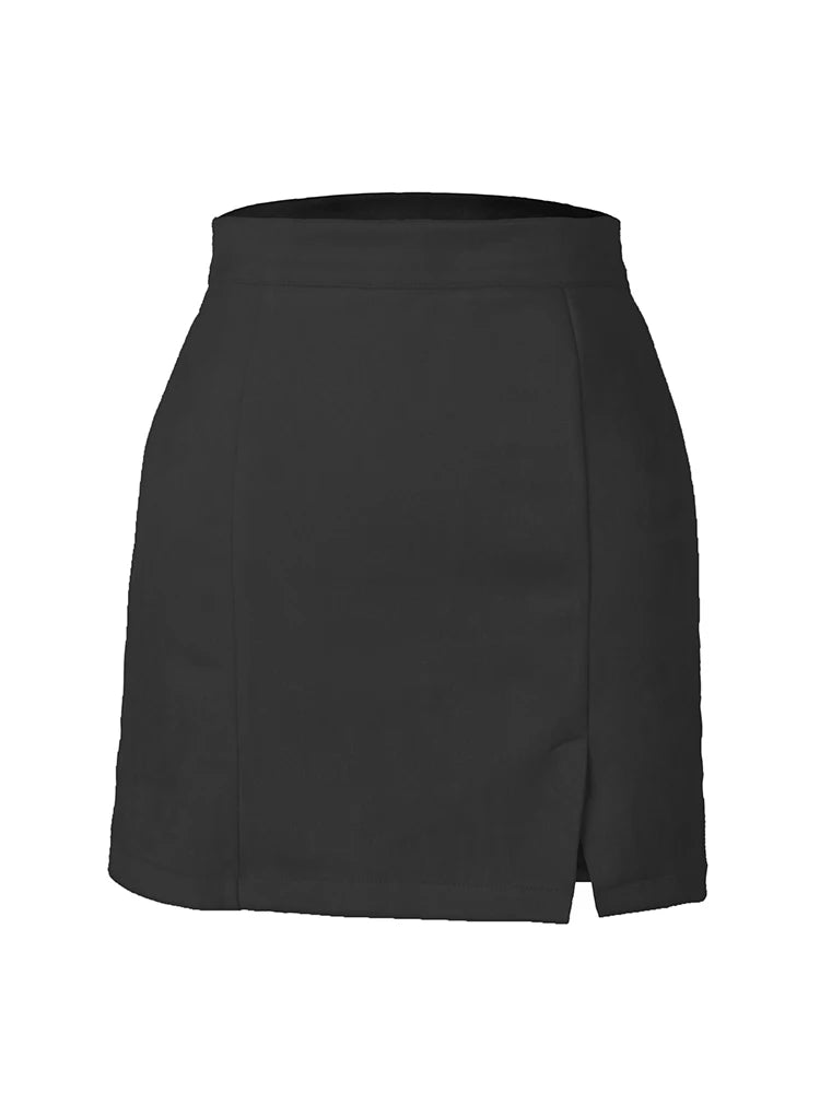 MiuKoMiYa A Line Suede Mini Skirts For Women 2024 Spring Split Leopard Short Skirt Bodycon High Waist Mini Women's Skirts Suede