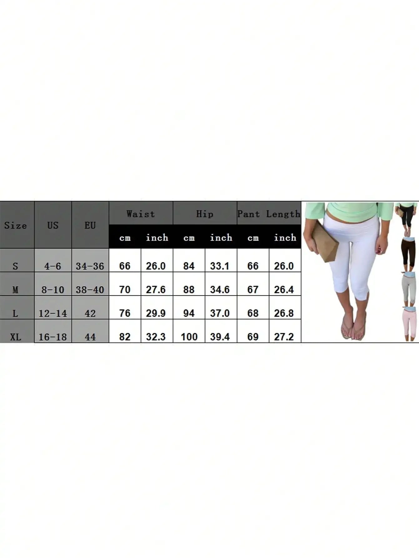 Women's Y2K Low Waist White Capri Leggings Fold Over Waistband Split Hem Solid Color Slim Fit Stretchy Cropped Leggings Buttery