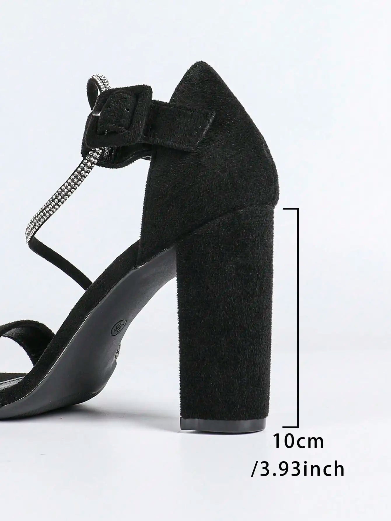 Women's Fashionable Rhinestone Embellished Chunky Heel Roman Style Party Sandals