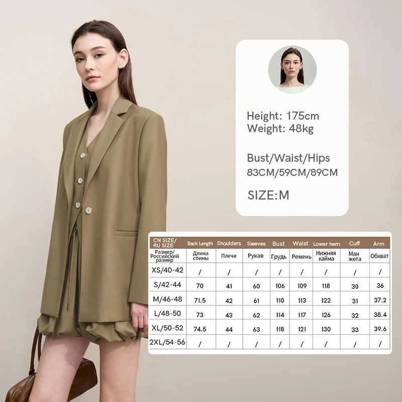 Amii Women's Jackets 2026 Autumn New V-neck Vest Bud Shorts Separate Blazer Women's Fashionable Versatile Top Female 12641056