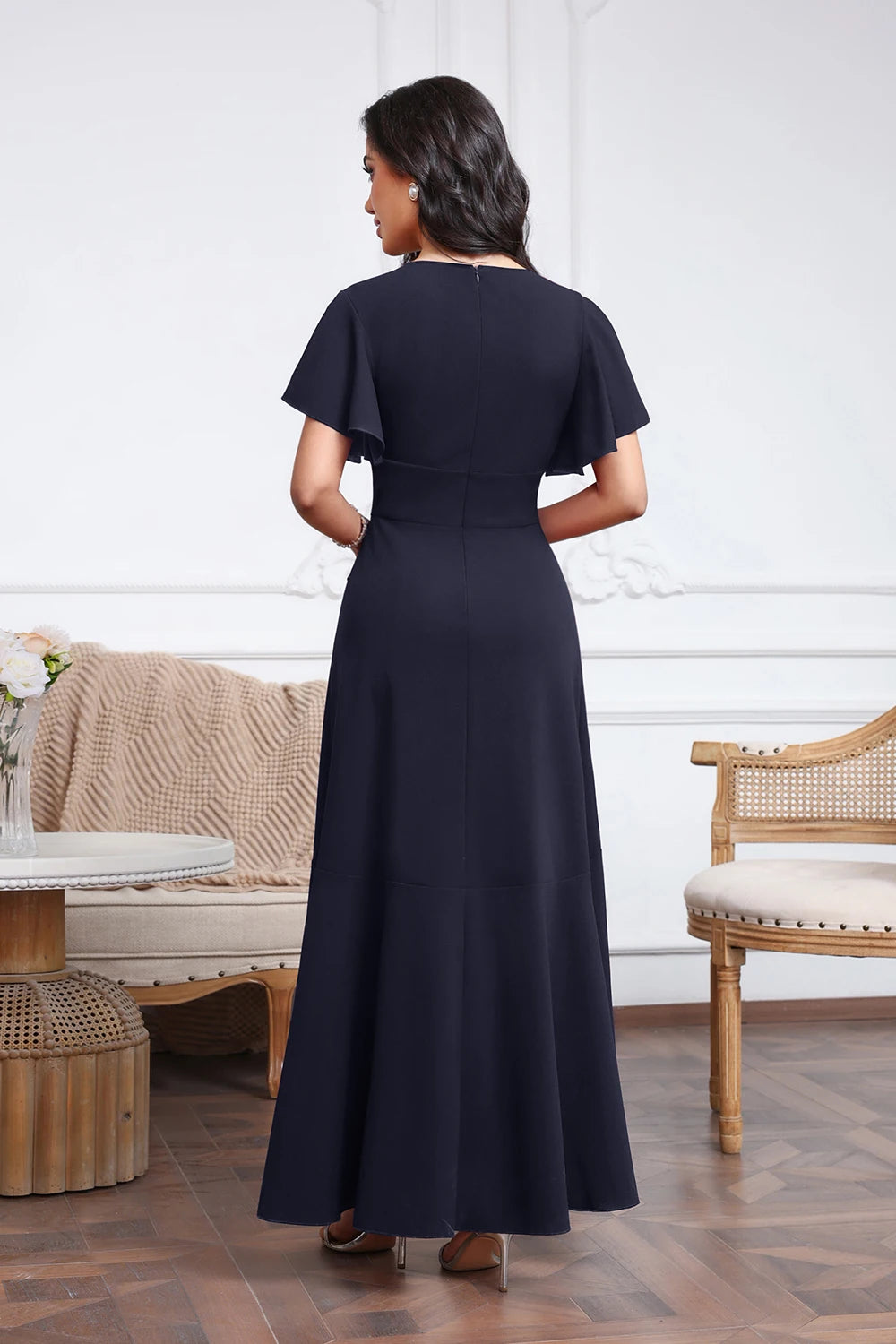2026 New Irregular Evening Dress Ruffles Tulle Short Sleeve V-Neck High-Low Prom Dresses Wide Empire A-Line Long Split Gowns