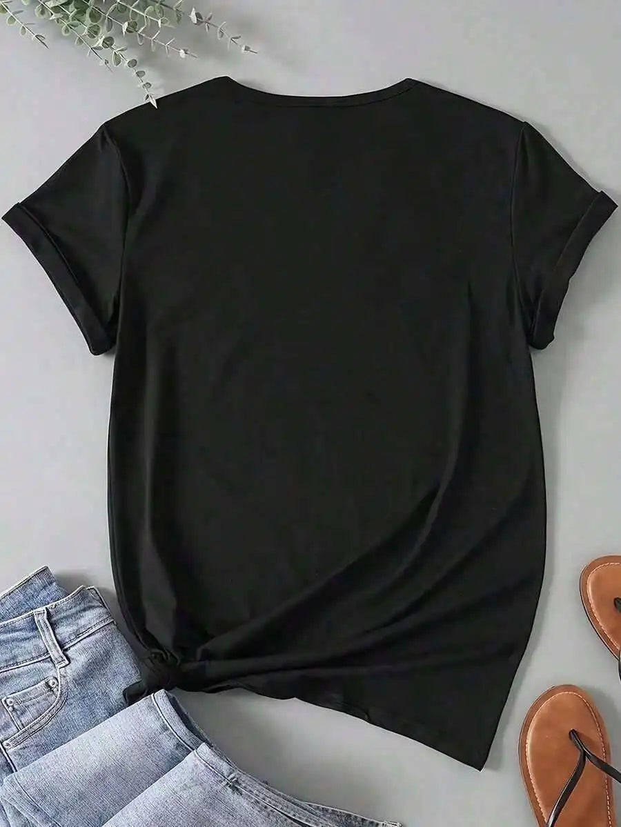 Women T Shirt God Dont Play About Me Print Short Sleeve Round Neck Casual Wear 220g