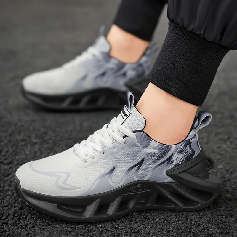 Women Gradient Print Blade Sneakers Breathable Flying Weave Mesh Hollow Out Shock Absorb Sole Lightweight Non Slip Lace Up Running Shoes Outdoor Gym Jogging Casual Sports Footwear 2026 New