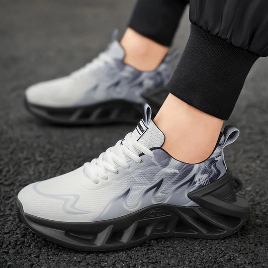 Women Gradient Print Blade Sneakers Breathable Flying Weave Mesh Hollow Out Shock Absorb Sole Lightweight Non Slip Lace Up Running Shoes Outdoor Gym Jogging Casual Sports Footwear 2026 New