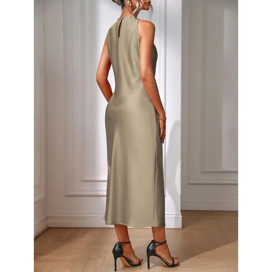 【New style】Women's Solid Color Sleeveless Long Elegant Dress, Summer Maxi Women Outfit