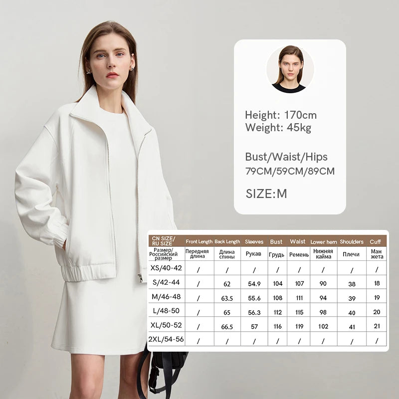 Amii Women's Jackets 2026 Autumn New Stand-up Collar Zipper Cotton Knitted Jacket Women's Loose Shoulder Sleeve Top 12641079