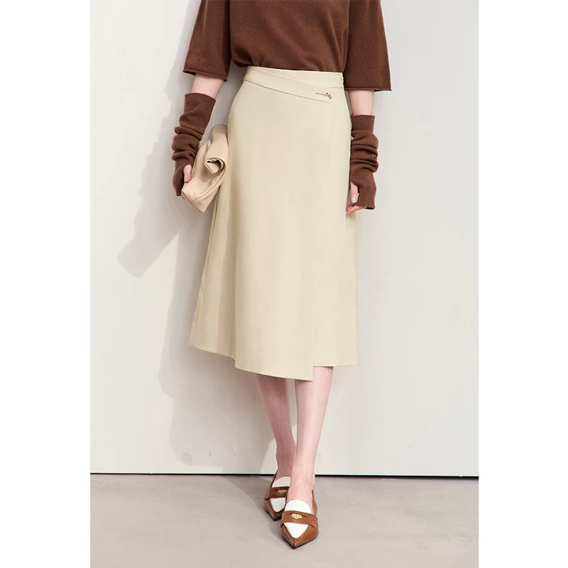 Amii Minimalism 2024 Autumn New Women's Skirts Rose Aroma Metal Decoration Matching Piece A-line Long Skirt For Women 12423020