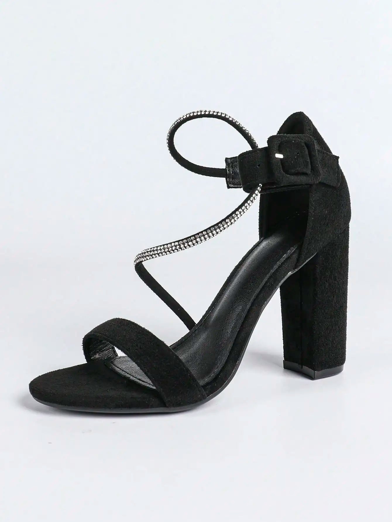 Women's Fashionable Rhinestone Embellished Chunky Heel Roman Style Party Sandals