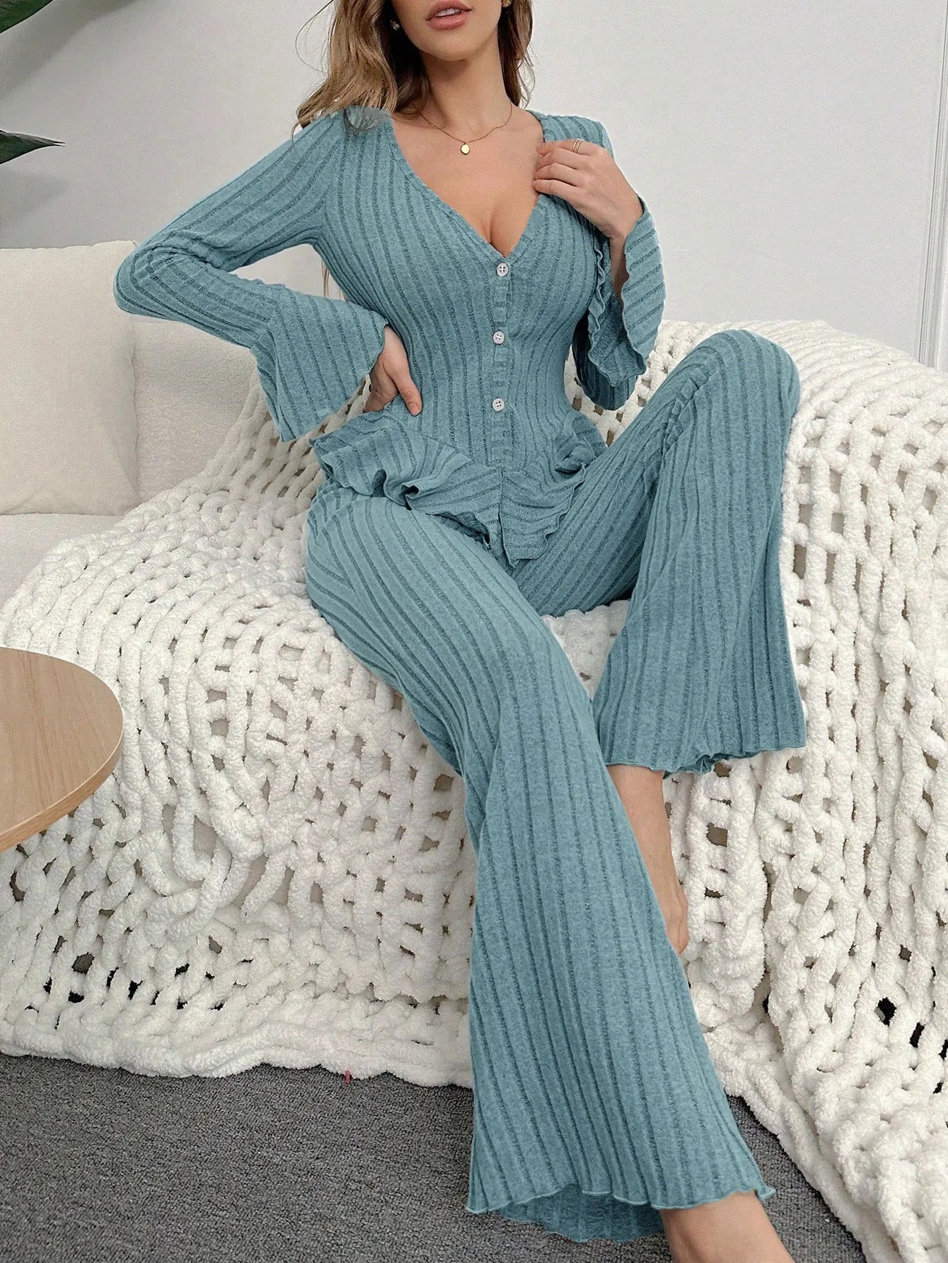 Warm Winter Nightwear Pajamas Ensembles Pyjama Femme Ensemble Trousers Sets Long Sleeve Pajamas for Heat Sleepwear Woman Women's