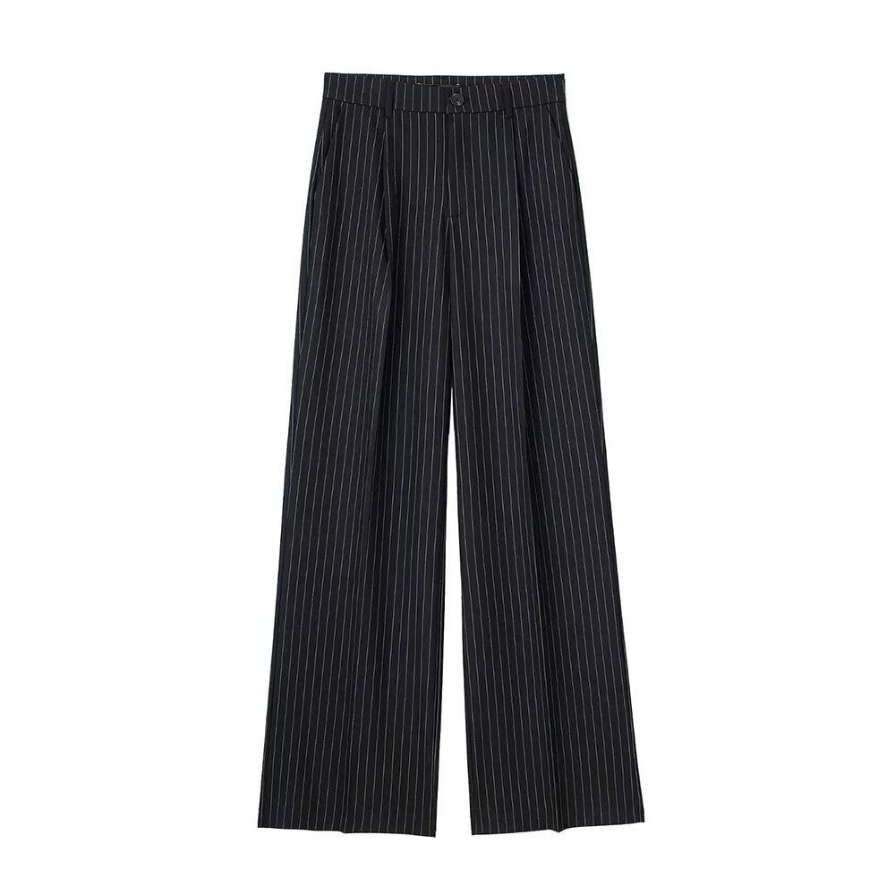 Willshela Women Fashion Solid Pleated Front Zipper Wide Leg Pants Vintage High Waist Full Length Female Chic Lady Trousers