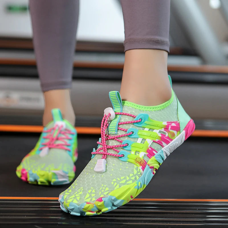 Women Quick Dry Water Shoes Breathable Barefoot Beach Aqua Shoes, Non Slip Five Fingers Swim Surfing Diving Footwear, Light Outdoor Hiking River Walking Wetsuit Sneakers