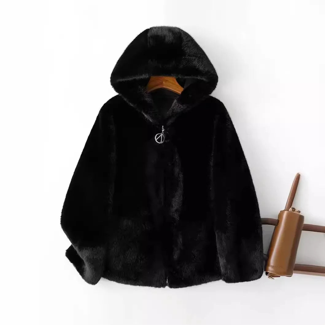 ZXRYXGS High Quality Faux Fur Coat Hoode Women's Jackets 2025 New Autumn and Winter Fashionable  Jackets Women Coat Tide
