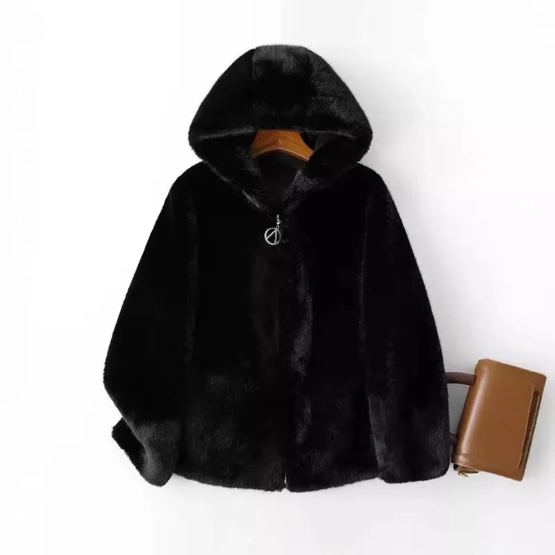 ZXRYXGS High Quality Faux Fur Coat Hoode Women's Jackets 2025 New Autumn and Winter Fashionable  Jackets Women Coat Tide