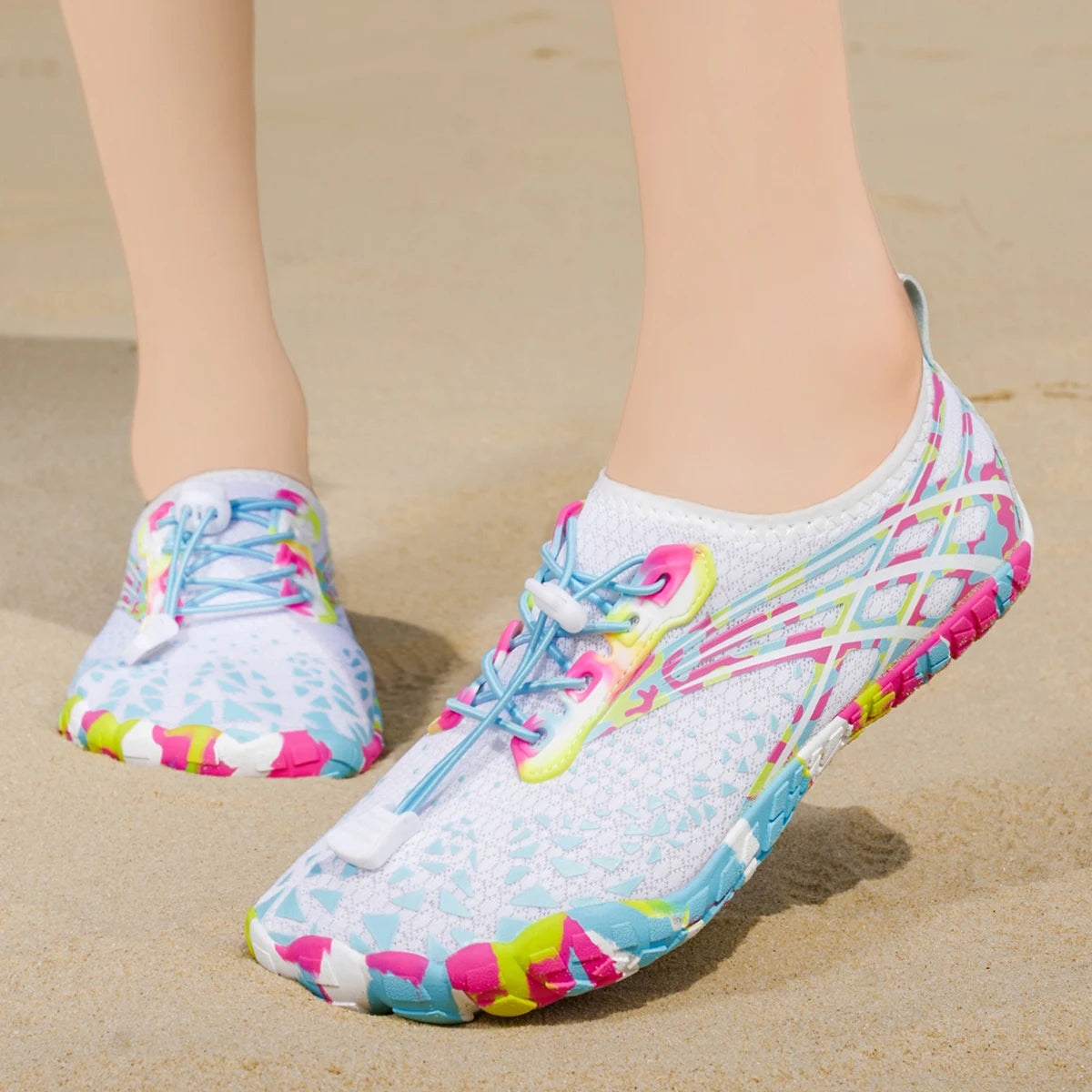 Women Camo Print Quick Dry Water Shoes Barefoot Aqua Sneakers Non Slip Five Fingers Beach Swim Surfing River Trekking Yoga Quick Lace Lightweight Outdoor Sports Footwear 2026 New
