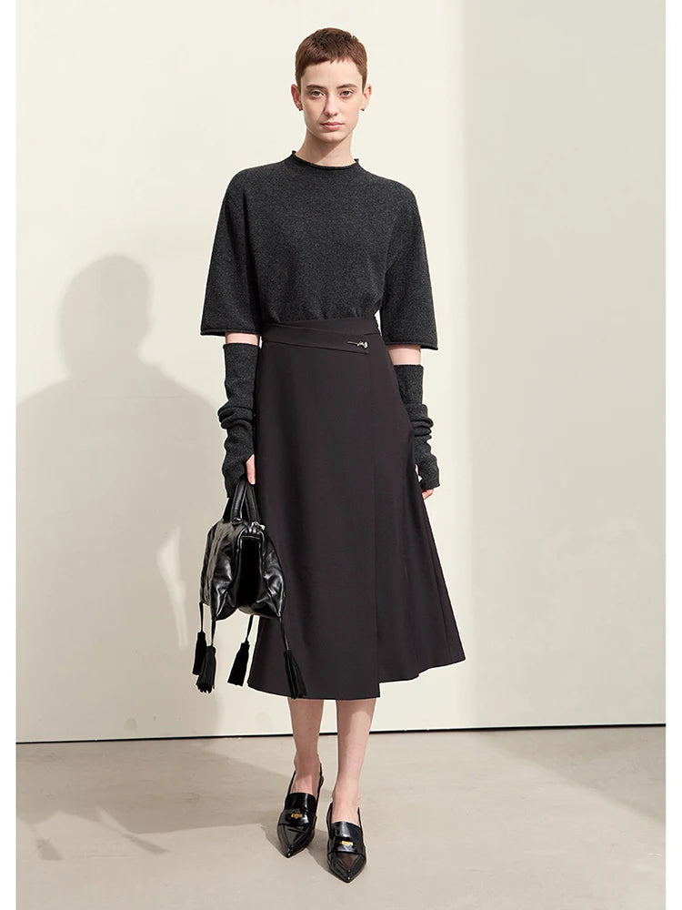 Amii Minimalism 2024 Autumn New Women's Skirts Rose Aroma Metal Decoration Matching Piece A-line Long Skirt For Women 12423020