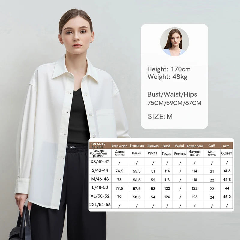 Amii Women's Jackets 2026 Autumn New Casual Loose Cotton Denim Shirt Jacket Letter Leather Patch Mid-Length Top Female 12641105