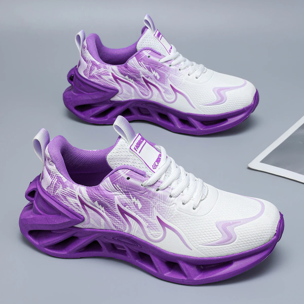 Women Gradient Print Blade Sneakers Breathable Flying Weave Mesh Hollow Out Shock Absorb Sole Lightweight Non Slip Lace Up Running Shoes Outdoor Gym Jogging Casual Sports Footwear 2026 New