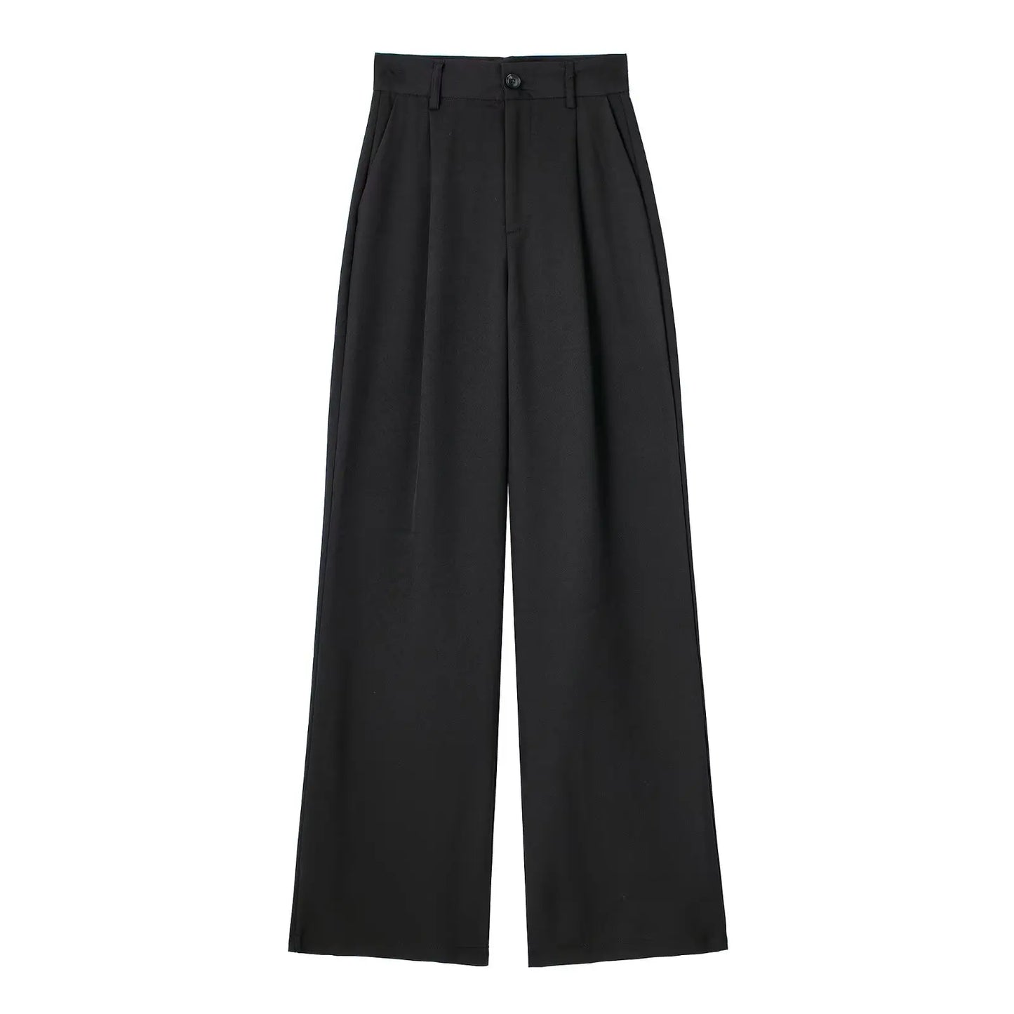 Willshela Women Fashion Solid Pleated Front Zipper Wide Leg Pants Vintage High Waist Full Length Female Chic Lady Trousers