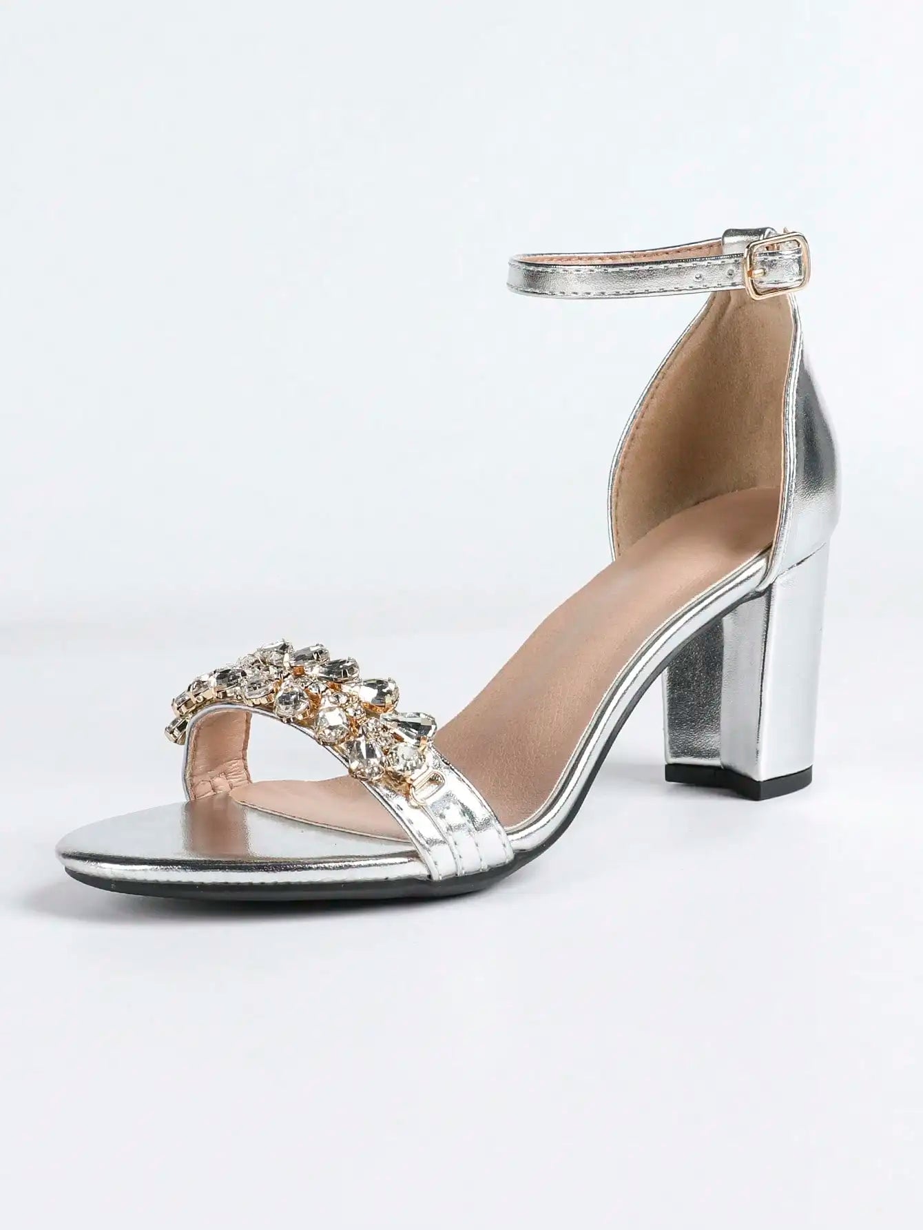 Women's Fashion New Comfortable Party/Holiday Nude Strap High Chunky Heel Roman Crystal Embellished Sandals